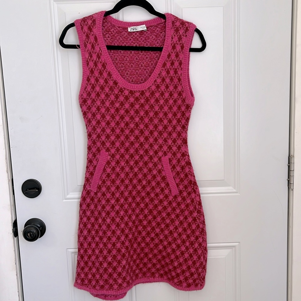 Zara pink and red knit minidress